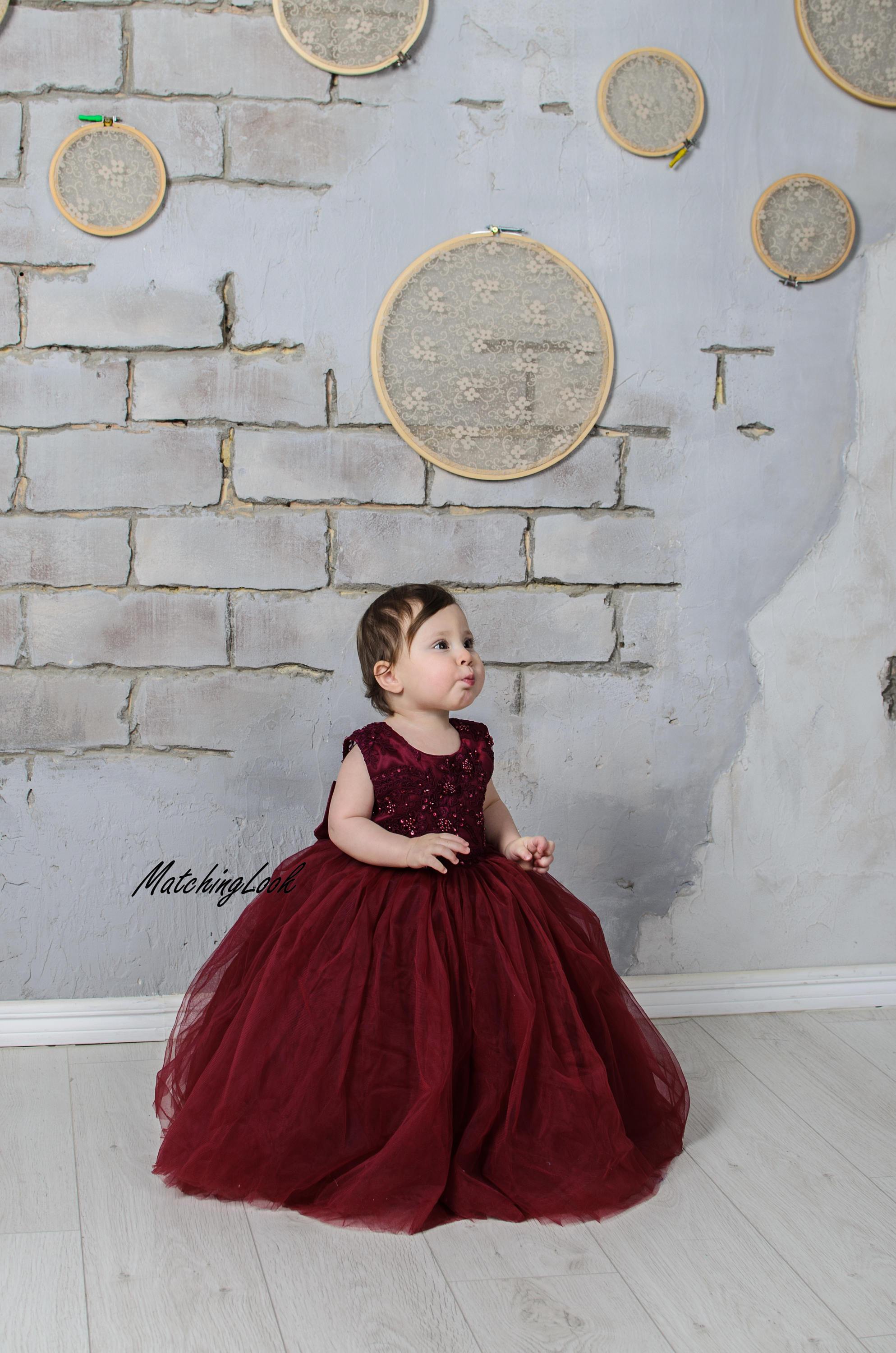 Burgundy Flower Girl Dress, Lace Flower ...